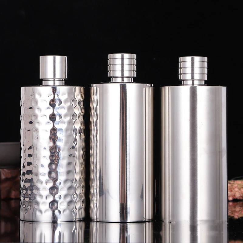 Cylindrical 304 Stainless Steel Flasks 18oz/500ml Bottle Alcohol Flagon Pot 304 Stainless Steel Material Can Store Liquor