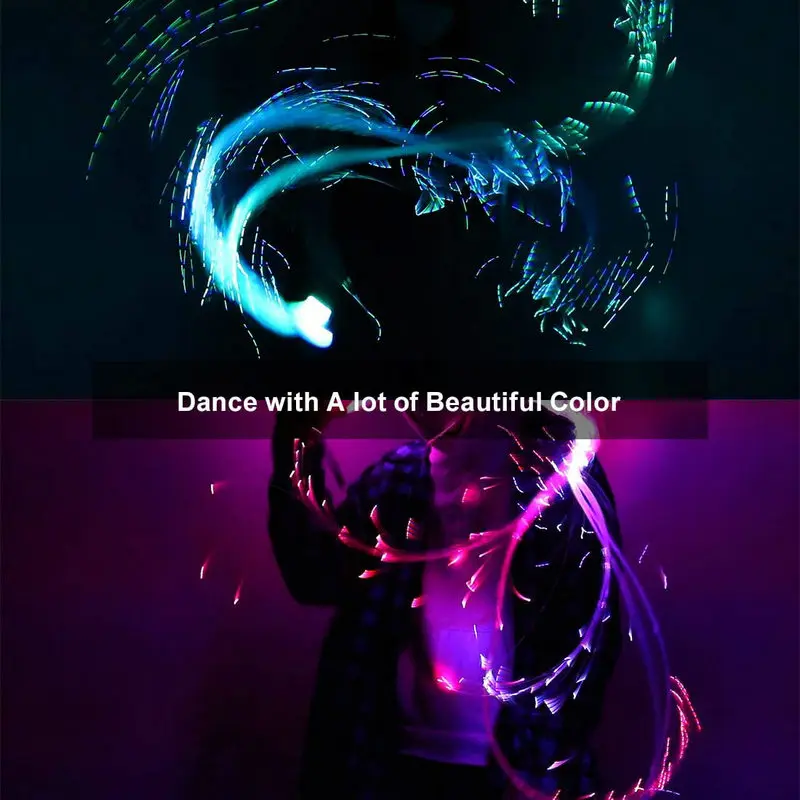 LED Fiber Optic Whips Dance Space Whip Flash rope Light Dancing props Super Bright Light Colorful Night Club Bar Swing party Toy