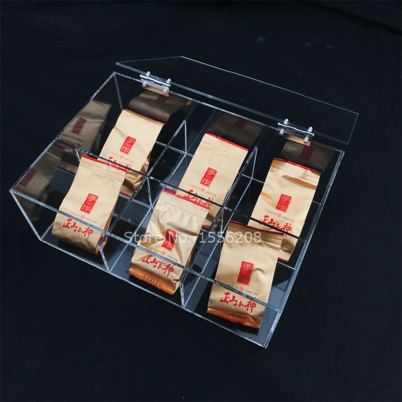 

Transparent Kitchen Box Organizers For Coffee Pods Tea Bags 6 Divided Clear Acrylic Box Storage