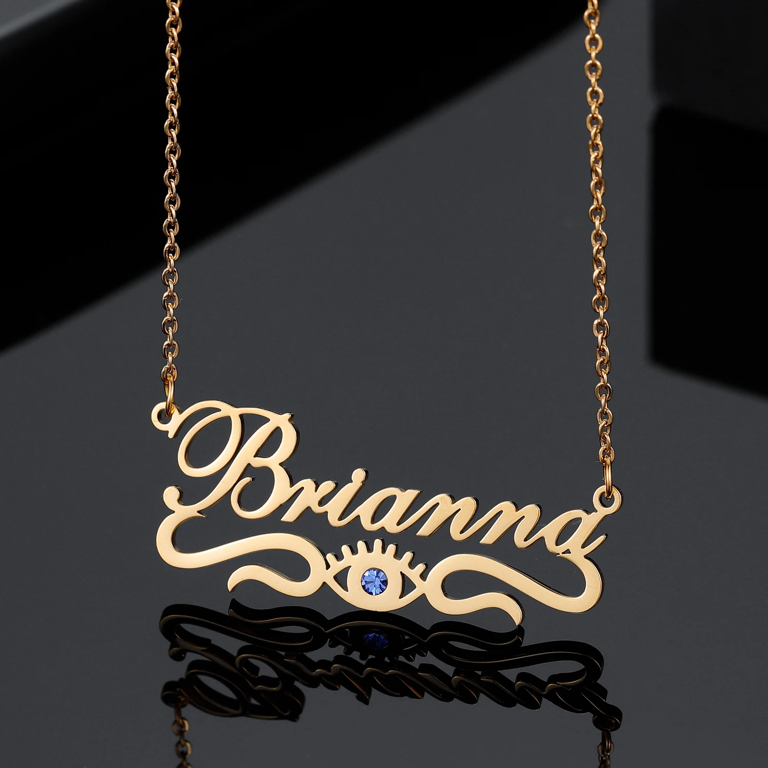 Personalized Evil Eye Name Necklaces Custom Blue Eyes Names Chain Stainless Steel Nameplate Jewelry Christmas Gift For Women