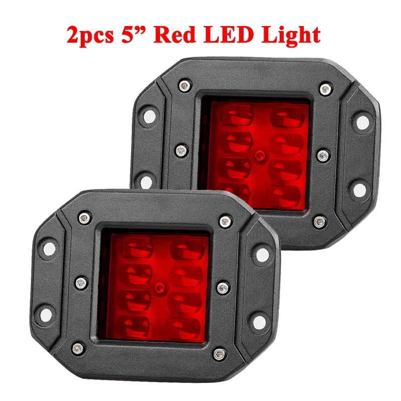 5 inch Flush Mount LED Pods Auto Flood Werklicht Offroad 4x4 SUV ATV UTV Rood Achterlicht Truck Lorry Van Amber Mistrijlicht Rijlamp