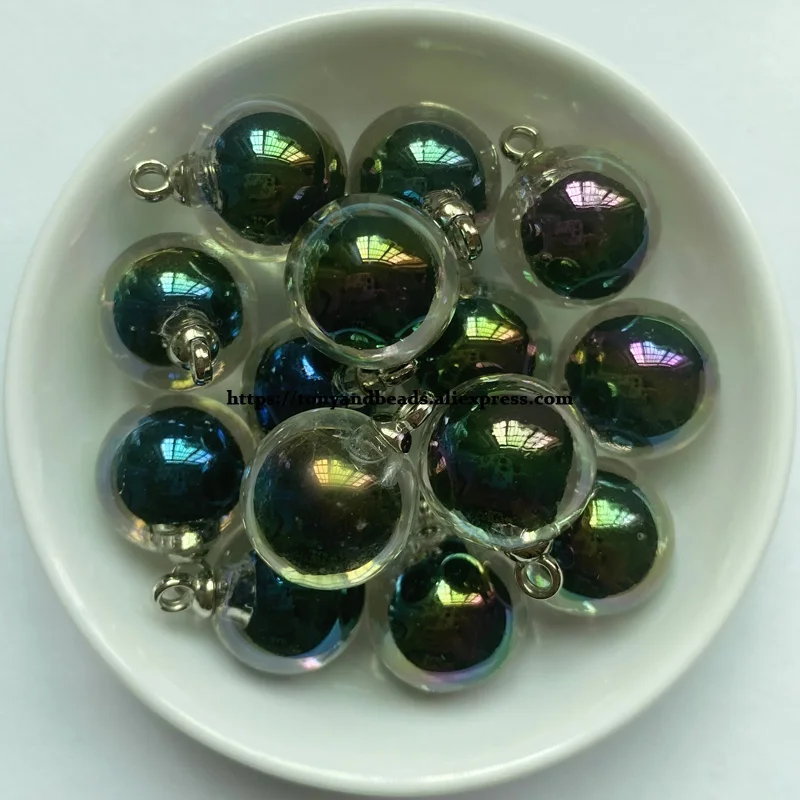 (1 Los = 10 Stück) Runde, glatte, glänzende AB-Perlen-in-Perlen aus Acryl, kleiner Anhänger, Größe 15 mm, 10 Farben für die Schmuckherstellung DIY – Detail 6