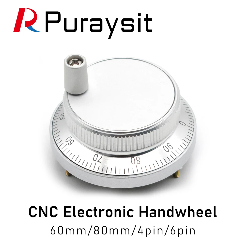 Puraysit CNC Pulser Handwheel 5V 6Pin Pulse 100 Manual Pulse Generator Hand Wheel CNC Machine 60mm Rotary Encoder