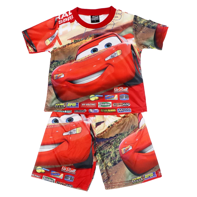 

2024 New Boy's Sets Summer Short-Sleeved Cartoon Clothing Kids Clothes Children's Shorts Pajamas Outfits Car McQueen 3-8Y