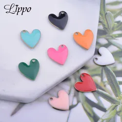 30pcs 10mm Copper Both Faced Heart Charms Enamel Small Hearts  For Earring  Necklace Enamel Pendant