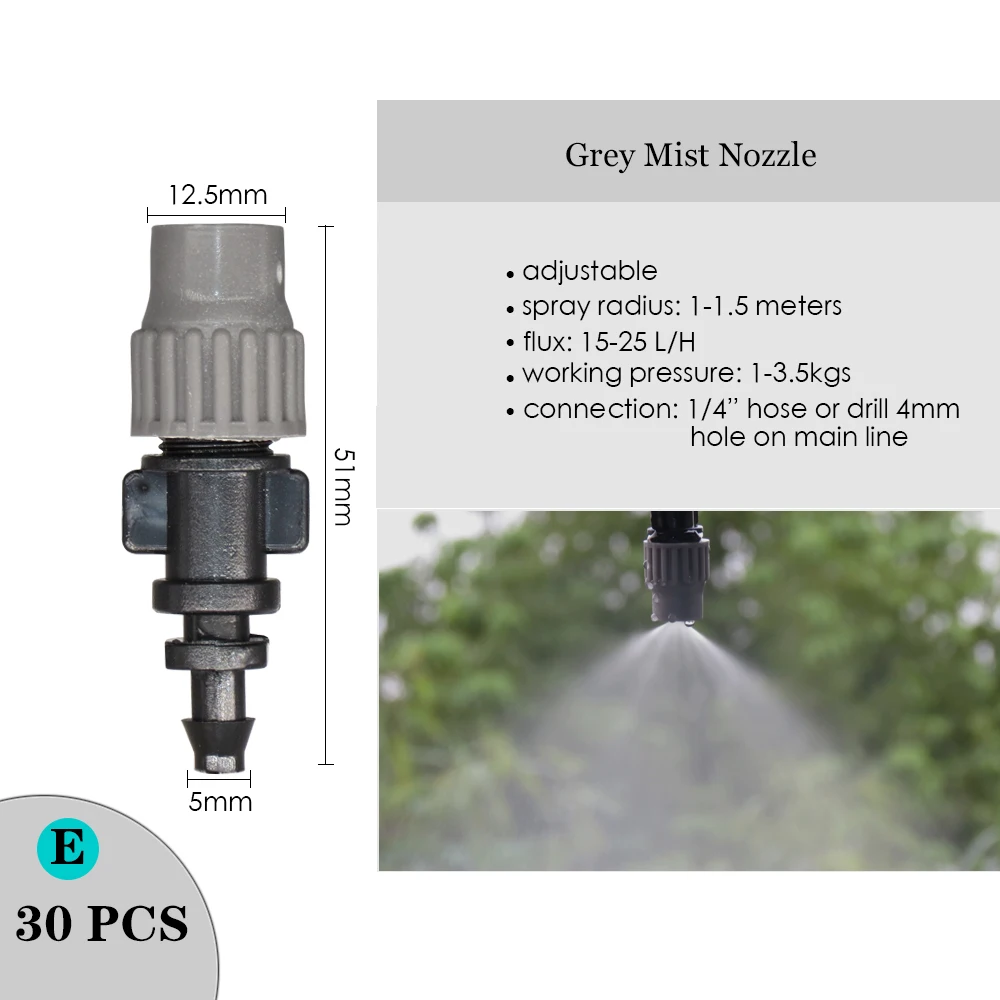 Gotero de riego ajustable, aspersor de jardín, Micro boquilla giratoria de pulverización, manguera de 4/7mm, sistema de refrigeración de riego de