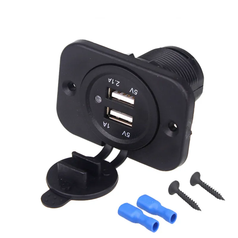 

12V/24V Dual Port Car USB Charger Power Outlet For Ipad Iphone Car Boat Mobile Phones Led Car Motorcycle RV