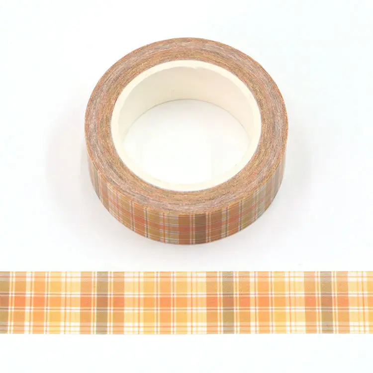 New 1PC 15mm*10m Scottish Orange Lattice Grid  Decorative Washi Tape Scrapbooking Masking Tape Office designer mask washi tape