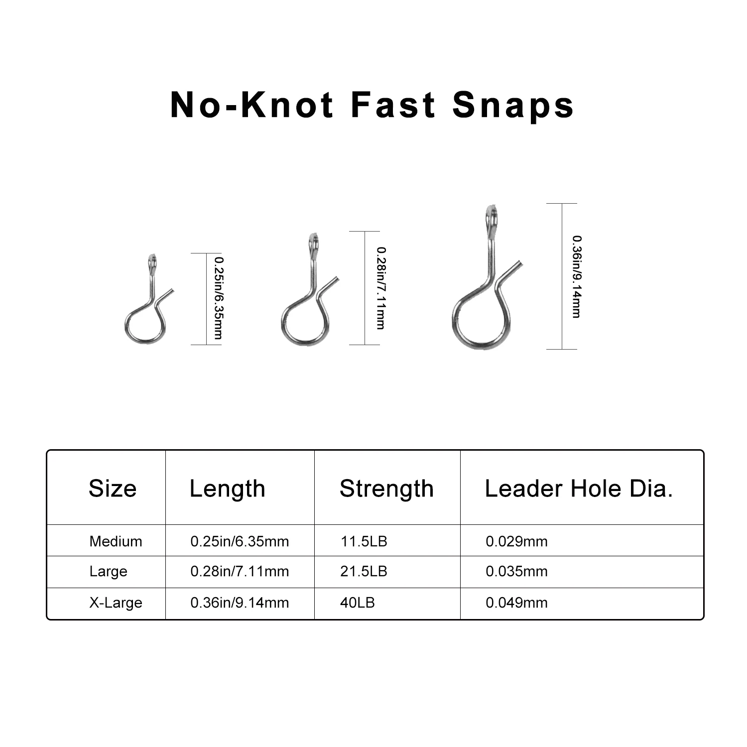 SF Fast-Snap No-Knot Snaps Quick Change Fast Easy Fly Hook Lure Pin Fishing Combo Snaps for Flies Jigs Lures