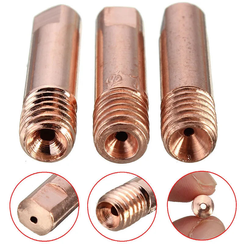 20pcs 15AK Contact Tips ECu Welder Consumables 0.8 0.9 1.0 1.2mm M6x25mm MAG Accessory for MIG Welding Torch