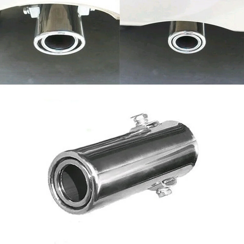 

1Pc 115mm x 50mm Silver Universal Stainless Steel Car Rear Round Exhaust Pipe Tail Throat Muffler Tip Car Exterior Accessories