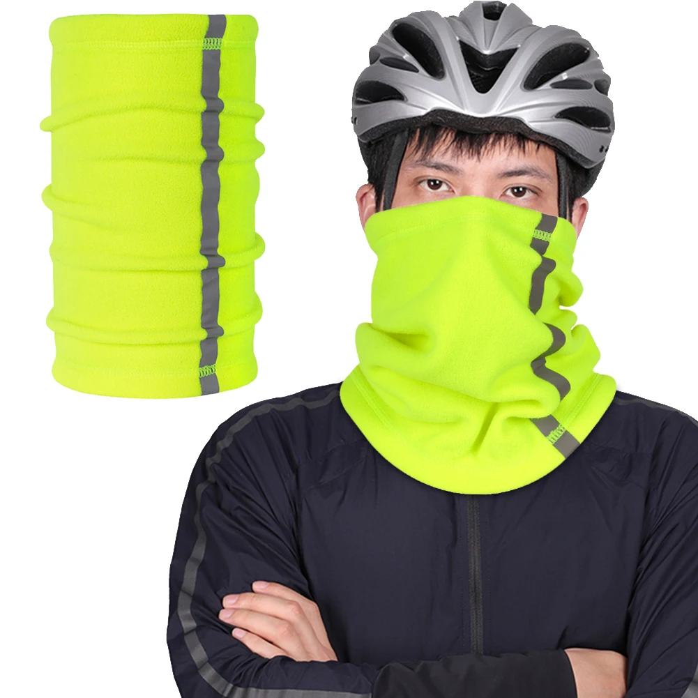 Outdoor Winter Warm Fleece Neck Scarves with Reflective Strip Multifunctional Sports Skiing Cycling Warmer Neck Cover Mask