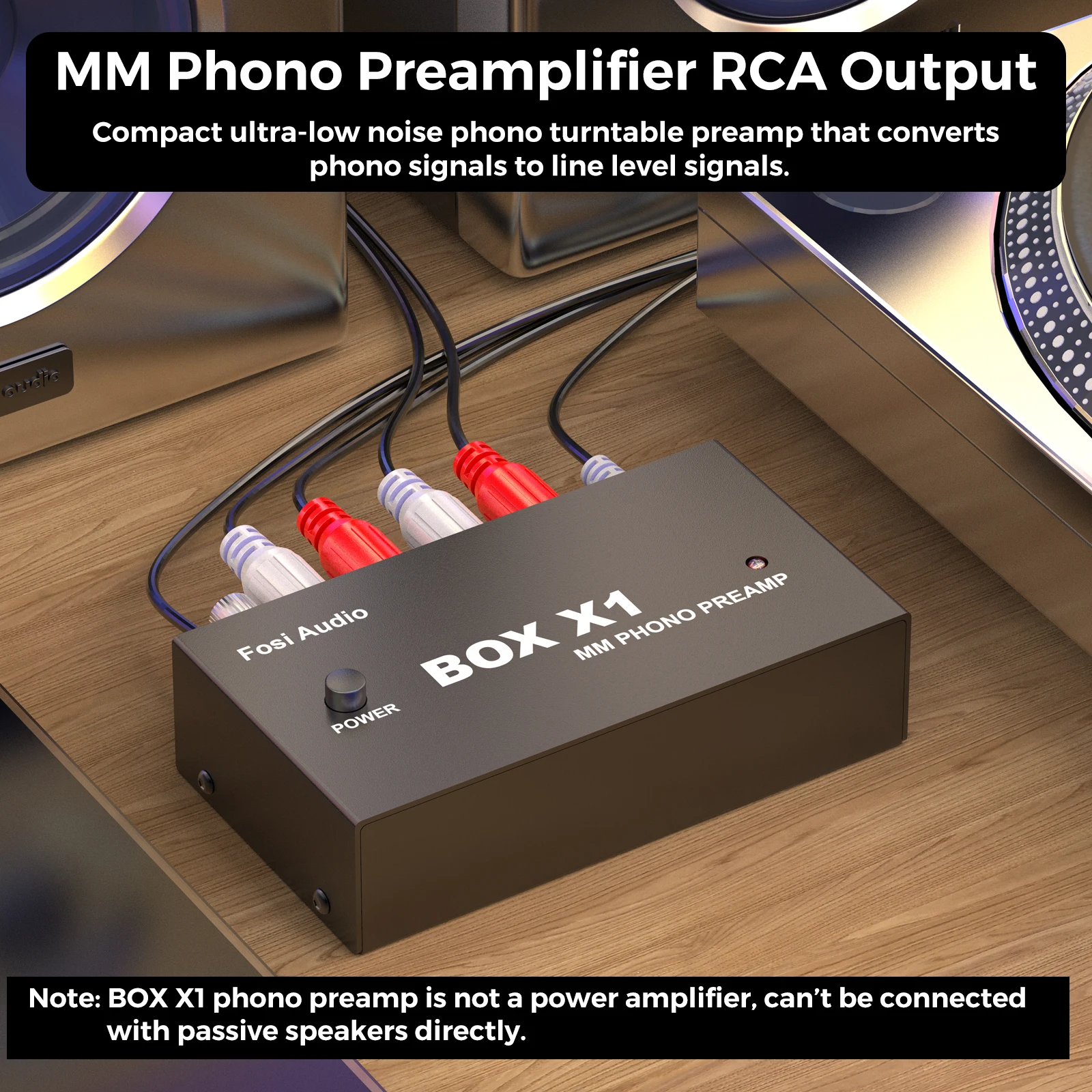 Fosi Audio Box X1 Phono Preamp for Turntable Phonograph Preamplifier Mini Stereo Audio HiFi With Headphone Amplifier