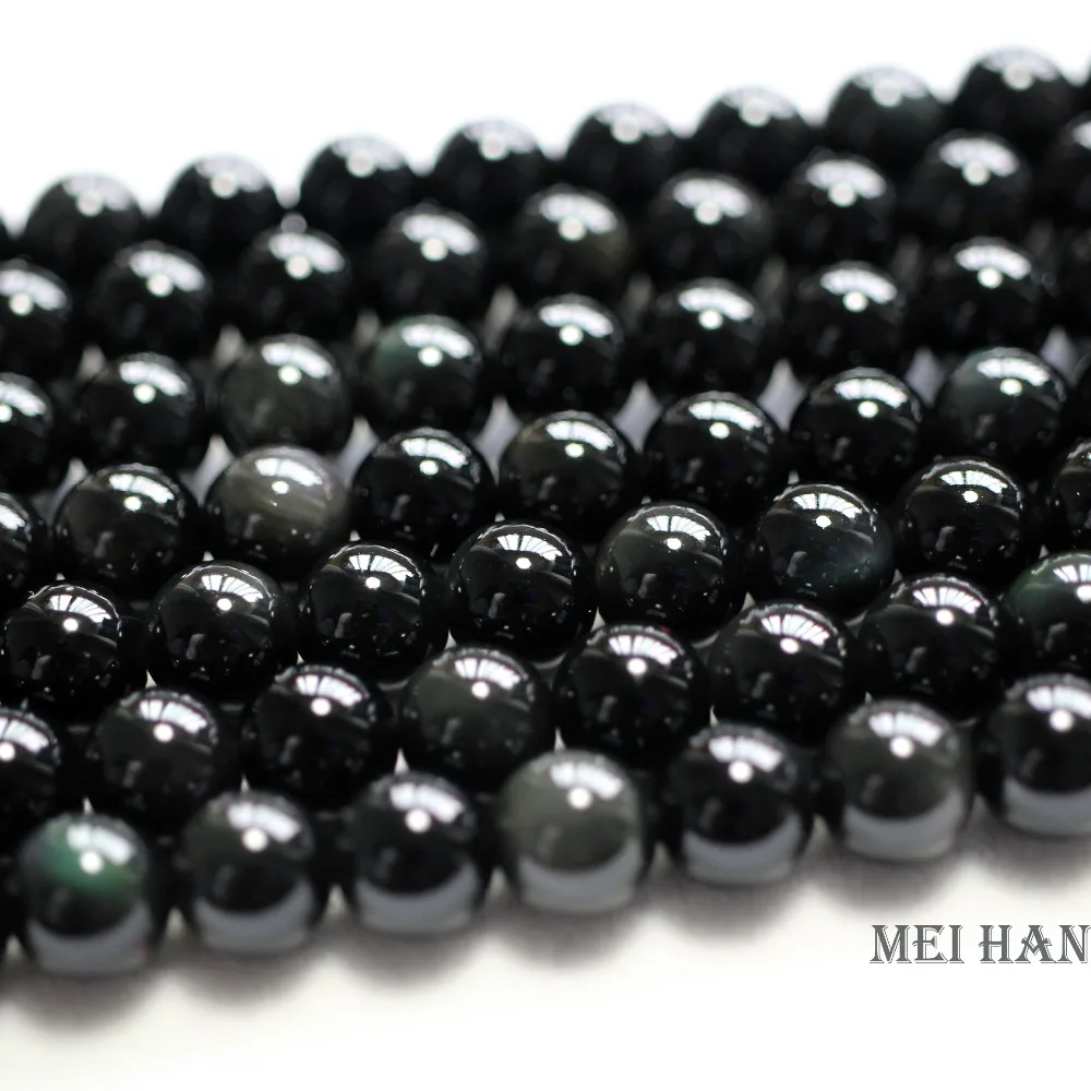 Meihan (Free Shipping) 6mm 8mm 10mm 12mm 14mm natural obsidian round  beads for bracelet jewelry making design or gift