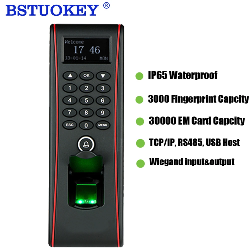 

Biometric Fingerprint Outdoor IP65 Waterproof Access Control Device 125Khz RFID Card Reader RS485 TCP/IP USB