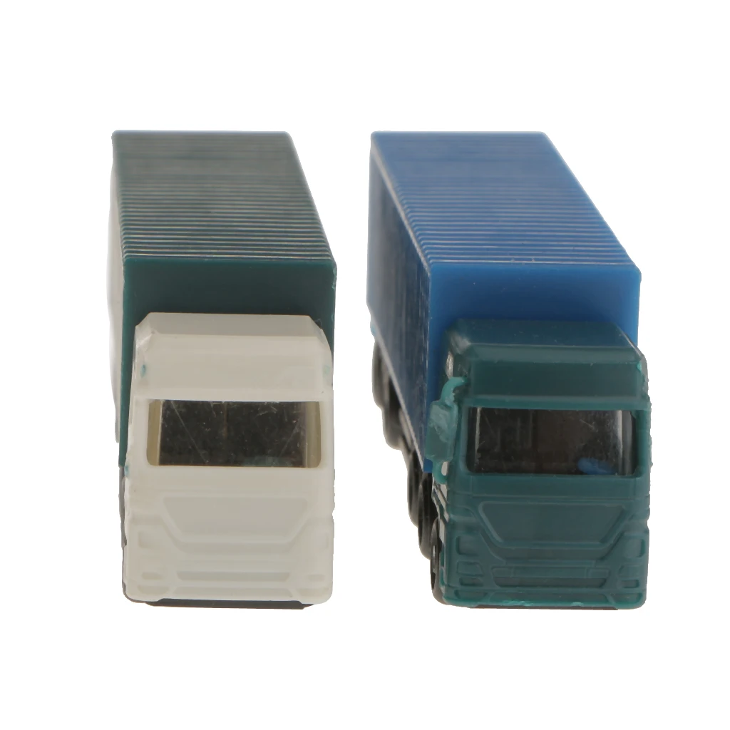 2Pcs Model Container Truck Figure Transporter Truck Vehicle Car 1:150 N Scale Building Scenery Layout