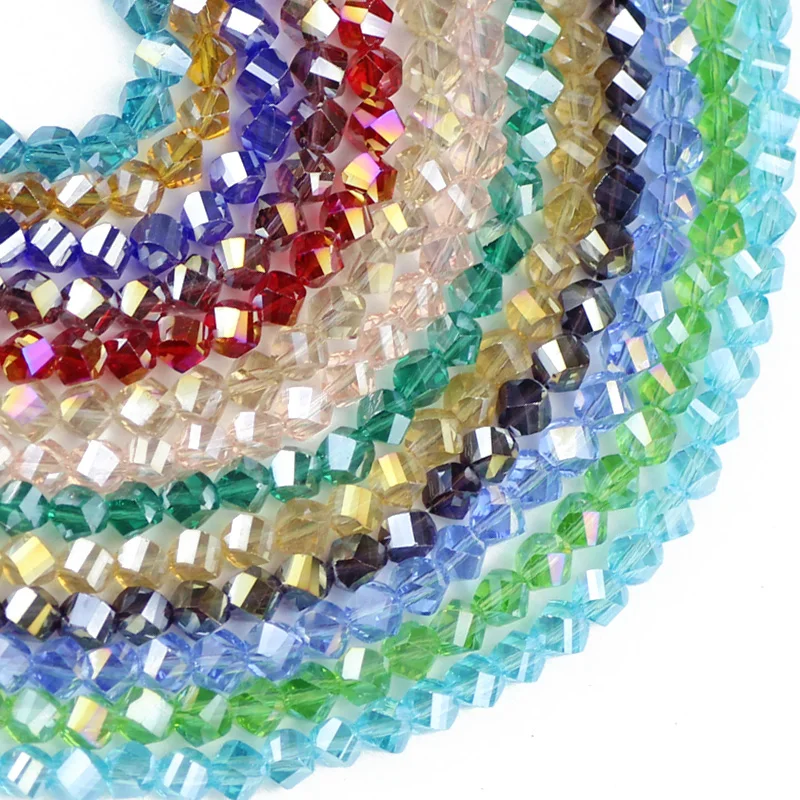 JHNBY Twist Faceted Austrian crystal beads 50pcs 6mm High quality glass crystal Loose beads handmade Jewelry bracelet making DIY