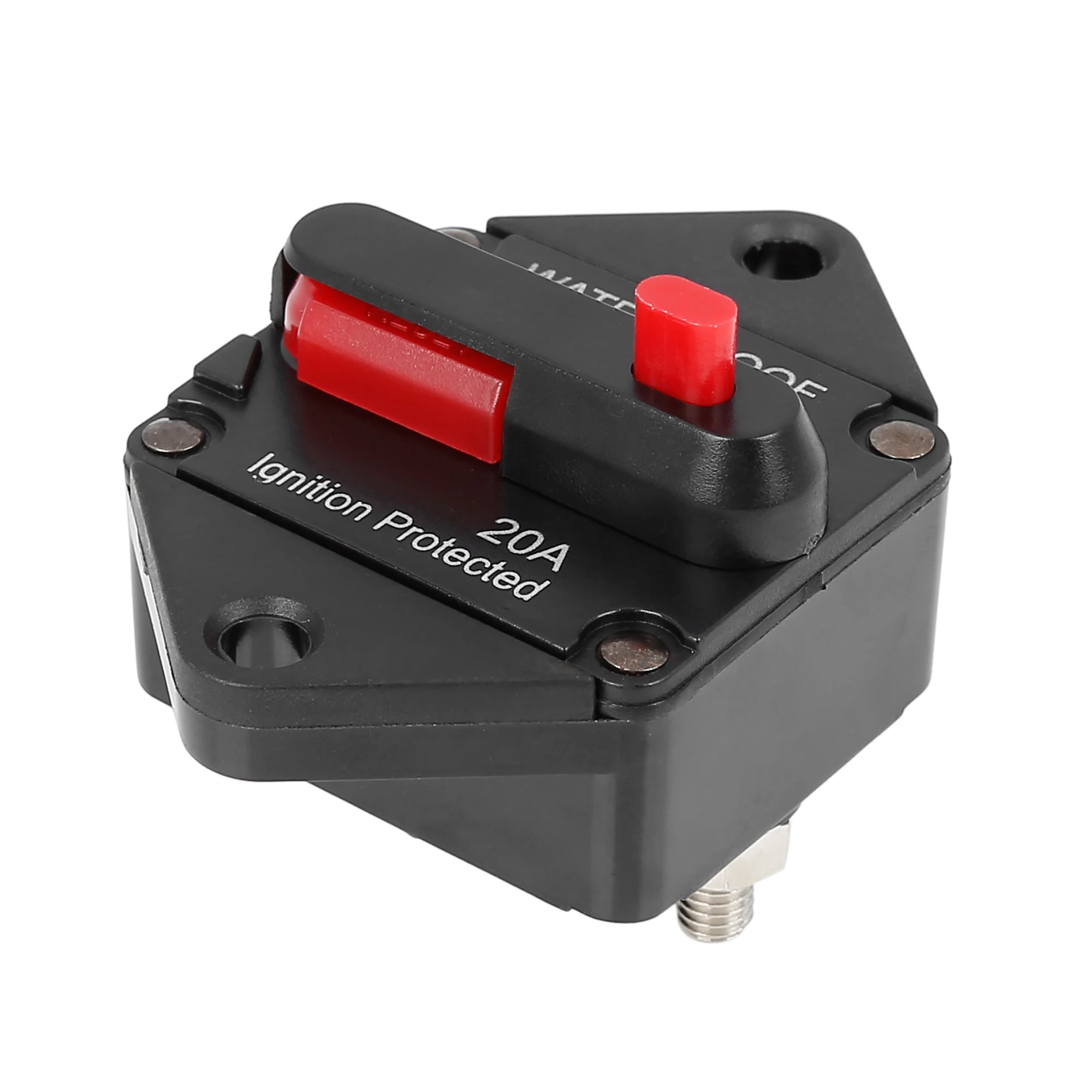 X Autohaux Waterproof Auto Fuse Holder Inverter Circuit Breaker 20A 30A 40A 50A 60A 80A 100A 150A 200A Red Button Fuses for Cars