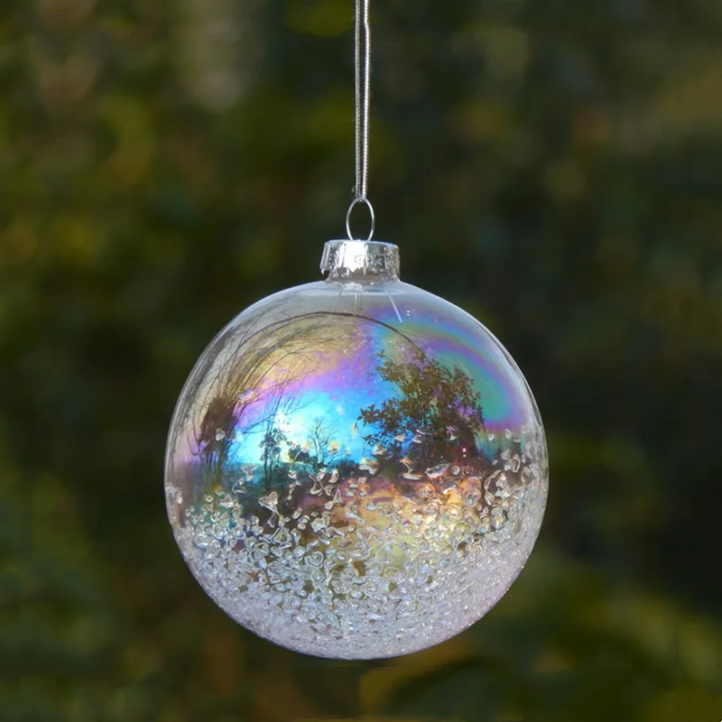 18pcs/pack Diameter=6cm Mini Size Pearl-Lustre Glass Globe Christmas Day Home Decoration Handmade Pendant Surface Chips Ball