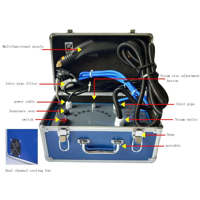 جهاز تنظيف بالبخار الكهربائي القابل للنقل بقدرة 3000 وات جهاز تنظيف بالبخار بالبخار يعمل كجهاز تنظيف جاف عالي الضغط للمنزل