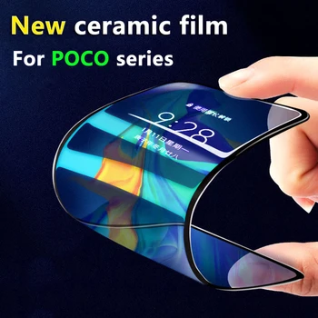 Kırık değil kenarları seramik ekran koruyucu Film POCO X5 X4 X3 NFC M3 Pro F3 GT M4 tam kapsama süper tokluk anti-kırık