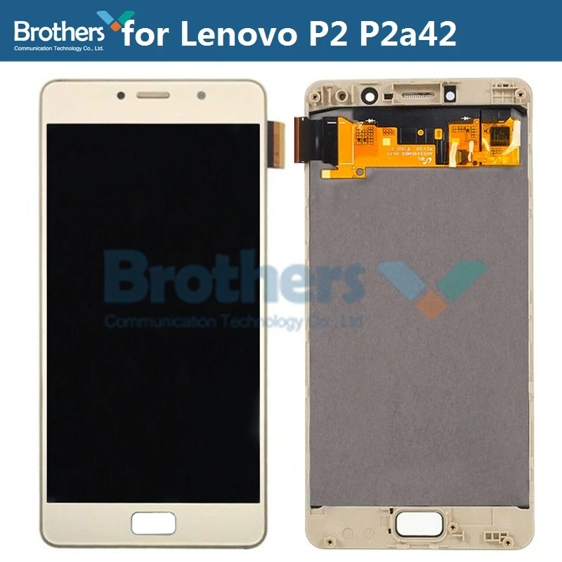 Moldura lcd para lenovo p2 p2a42, suporte de tela frontal, habitação para lenovo vibe p2 p2c72, peças de reposição de telefone, preto, dourado, novo