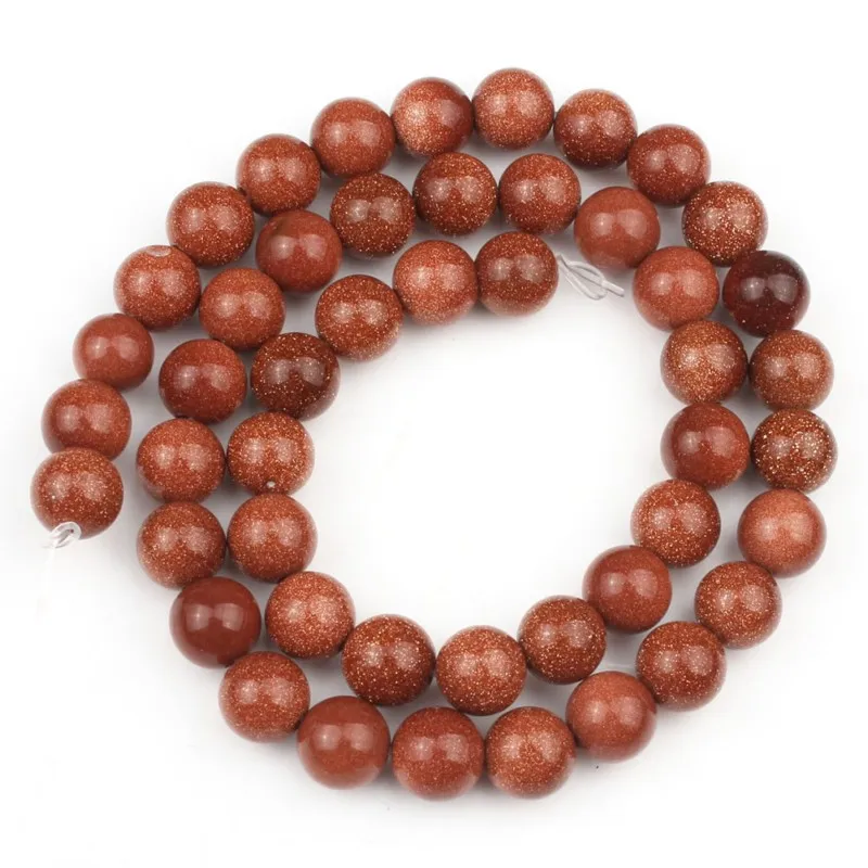 2/3/4/6/8/10/12mm Natural Smooth Goldsand Stone Beads Round Loose Beads Diy For Bracelet Accessories Jewellery Making 15\