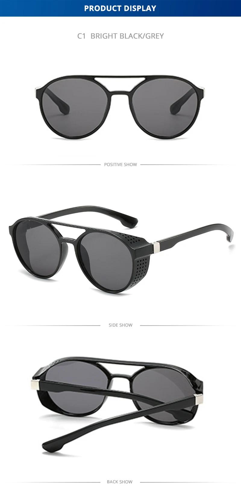 Klassische Steampunk Sonnenbrille Männer Mode Runde Brille Für Männliche Vintage Marke Designer Brillen Shades Outdoor UV400 – Detail 8