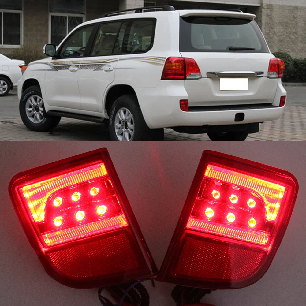 For Toyota Land Cruiser 200 LC200 2008-2012 2013 2014 2015 LED Rear Bumper Reflector Tail Rear Fog Lamp Brake Warning Light 2pcs