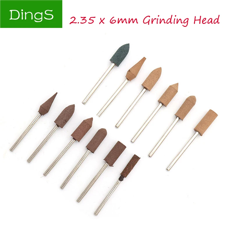 10pcs 2.35mm Shank Abrasive Sesame/Rubber/Cowhide Grinding Head Set for Metal Rust Removal Jade Mold Fine polishing Rotary Tools