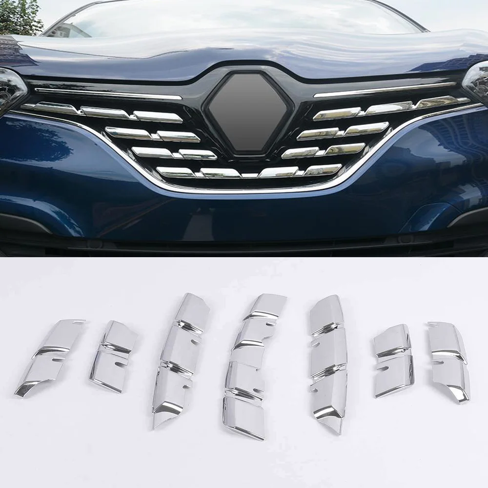 For Renault Kadjar 2016 2017 2018 2019 Chrome Front Center Mesh Grille Grill Cover Trim Radiator Strips Molding Decoration Trims