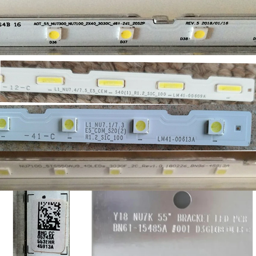 TV LED Fasce Per AOT_55_NU7300_NU7100_2X40_3030C_D6T_2D1_20S2P BN96-45913A BN96-46033 BN61-15485A Barre LED Retroilluminazione Strisce Righelli