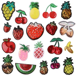 2Pcs Cute fruit cartoon sequins icon Iron on Patches for Clothing DIY Stripes Clothes Patchwork Stickers Custom Badges