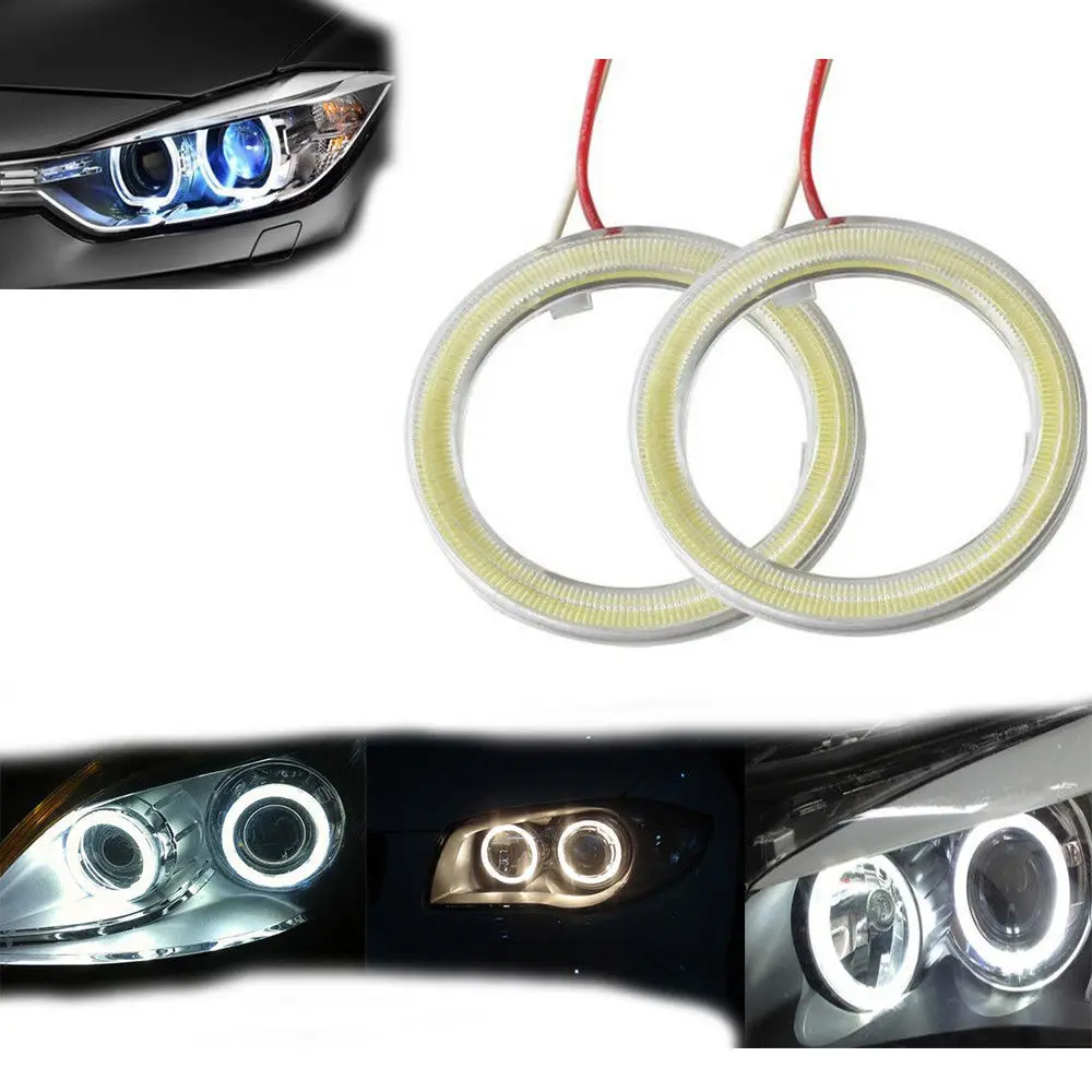 

2pcs Car Headlight Cob Aperture Angel Eye Lights Halo Ring LED COB White 60/70/80/90/100/110/120mm 12V Motorcycle Moto Auto Lamp