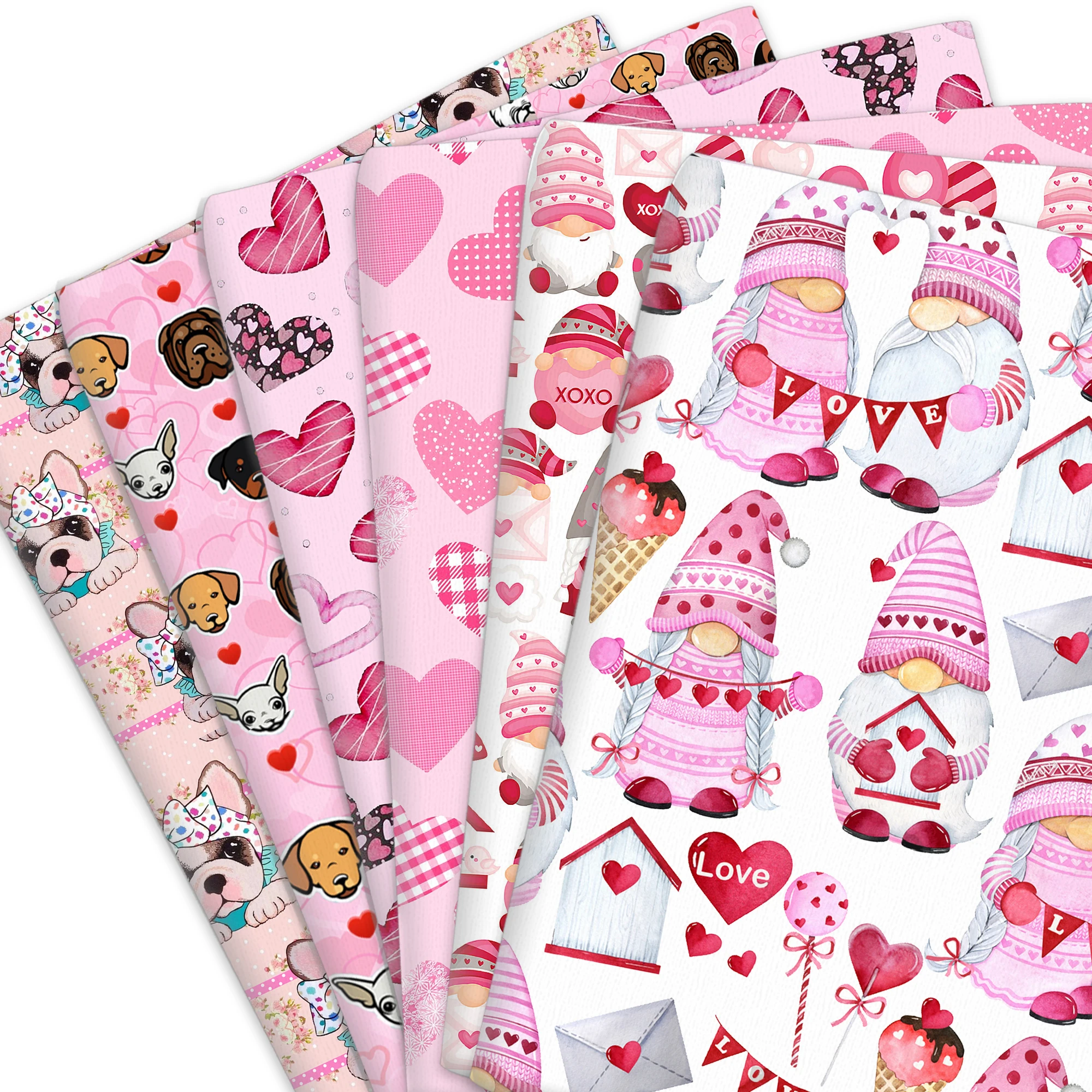 Heart Valentines Day 100% Pure/Polyester Cotton/Satin/Stretch Fabric Patchwork Sew Quilt Needlework DIY Cloth 50*145cm/50*45cm