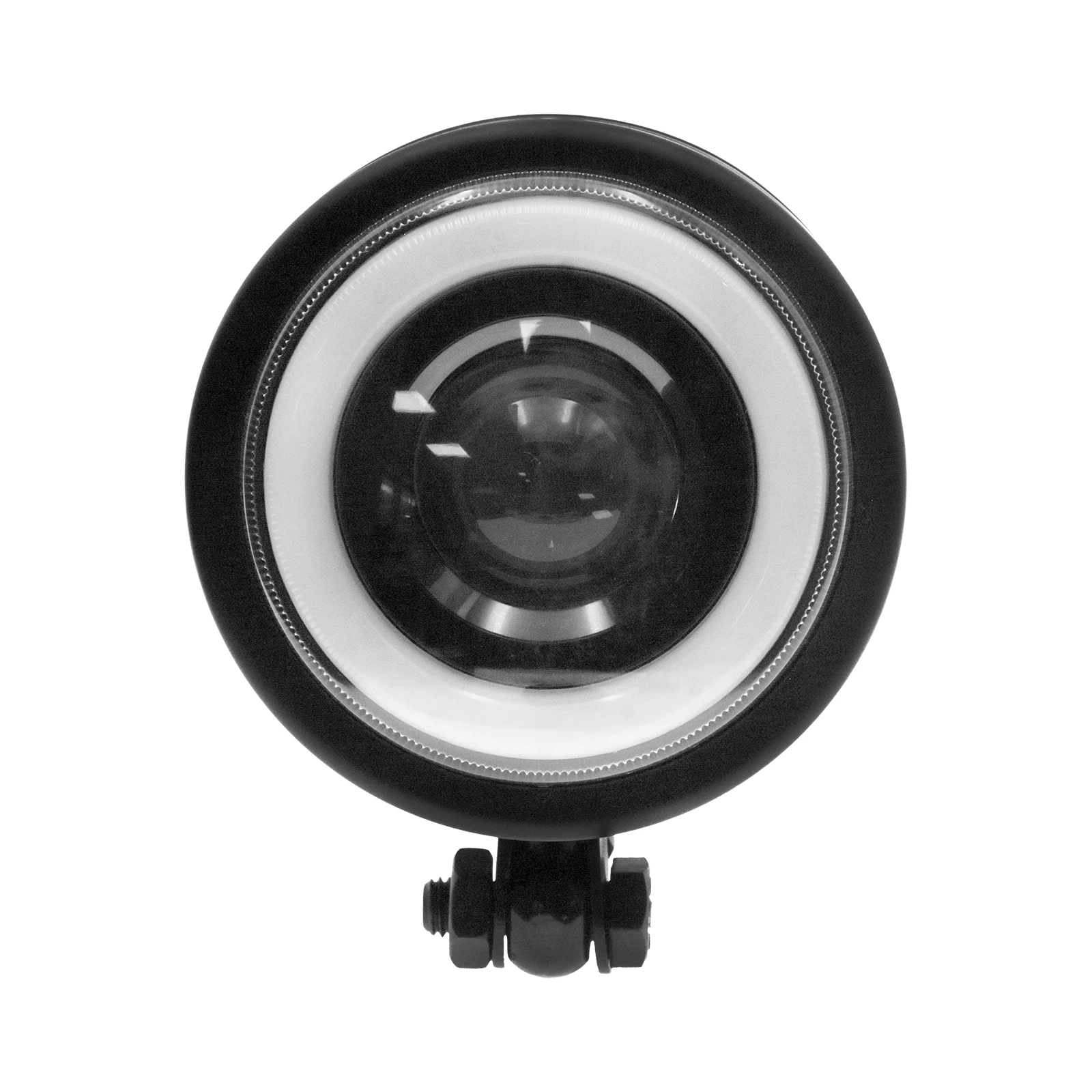 Motorcycle Universal LED Headlight Headlamp Front White Angel Eye Running Light Lamp Cafe Racer For Harley Sportster XL Touring