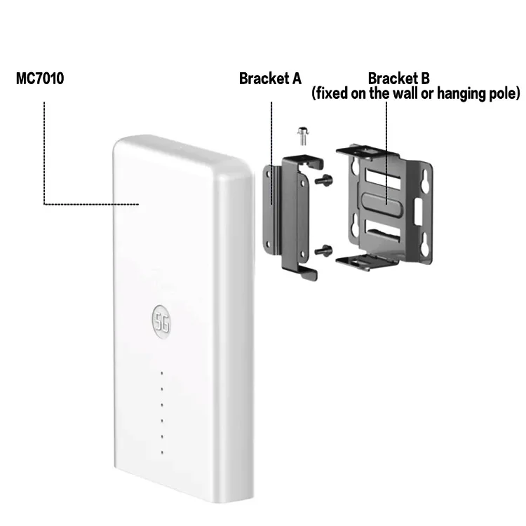 ZTE Roteador Outdoor CPE, Qualcomm 5G, Sub6 + 4G LTE, NR NSA + SA, Qualcomm, Chipset de Plataforma, 4G, 5G, MC7010