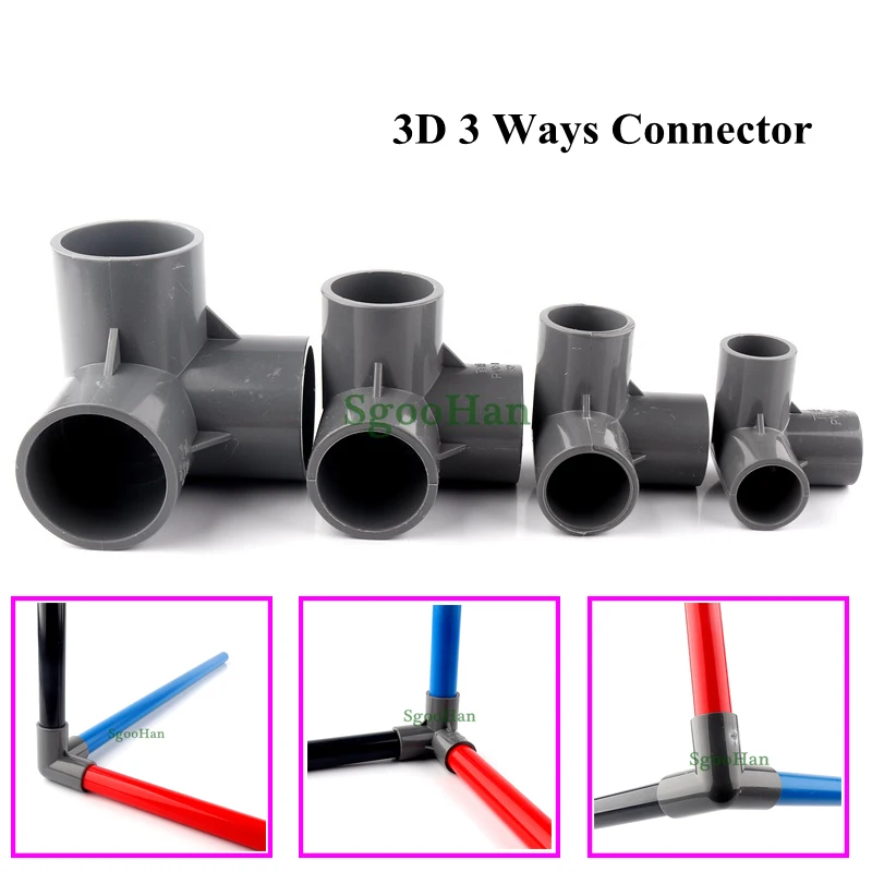 

2~30pcs ID 20~50mm PVC Pipe 3D 3 Ways Connector Fittings Hydroponic Framework Coupler Adapter Tube Aquarium Fish Tank Joints