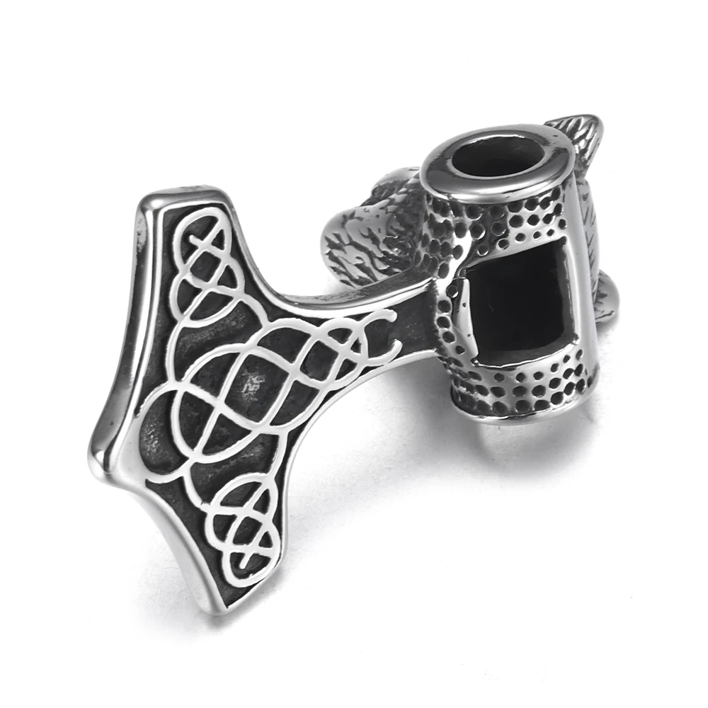 Stainless Steel Viking Axe Wolf Pendant Hole 5mm for DIY Jewelry Parts Men\'s Necklace Pendants Jewelry Making Accessories