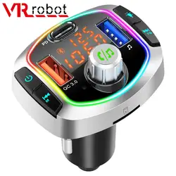 LED Backlit Bluetooth FM Transmitter Car MP3 TF/U Disk Player Handsfree Car Kit Adapter Dual USB QC 3.0+PD Type C Fast Charger