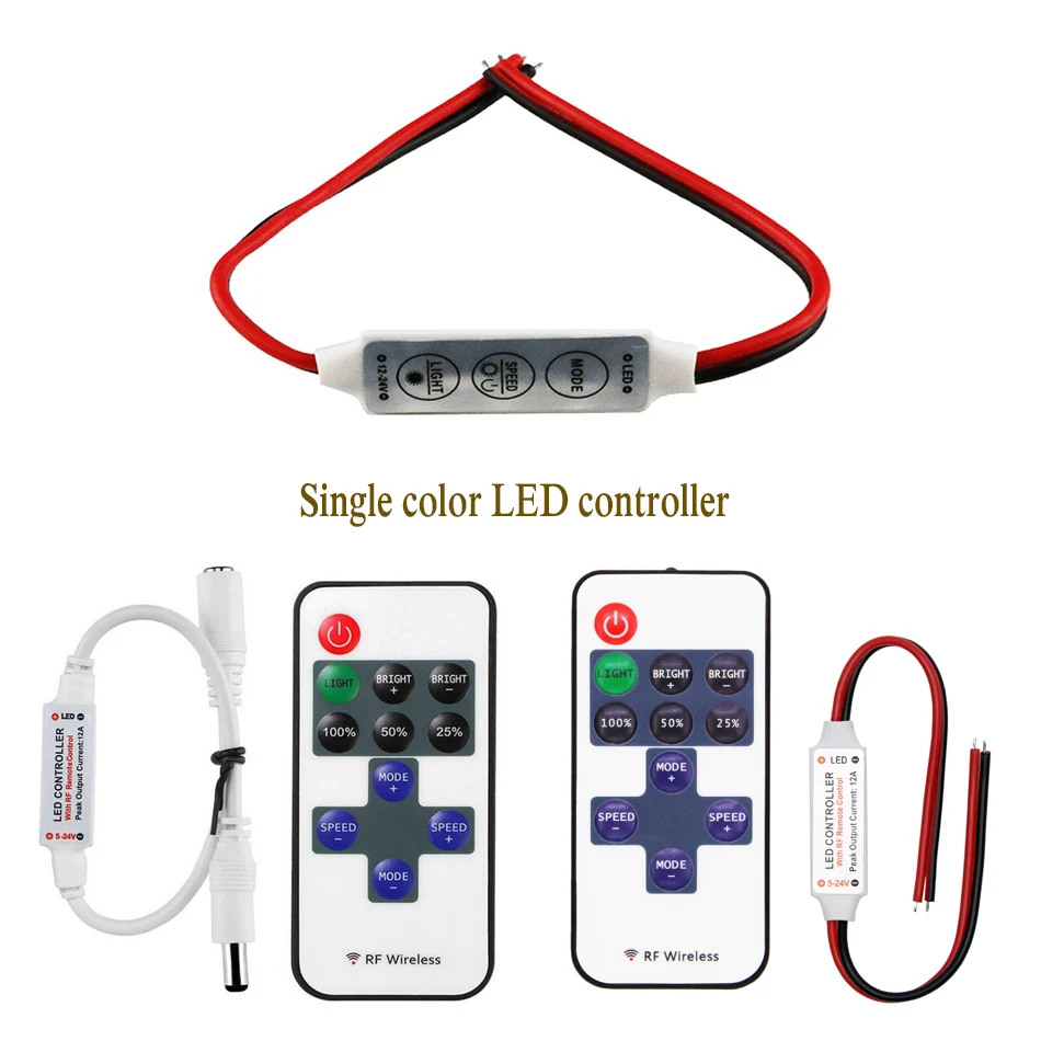 DC 12V-24V Mini 3 klucze 11ey RF jednokolorowy kontroler LED ściemniacz jasności do taśmy LED 3528 5050