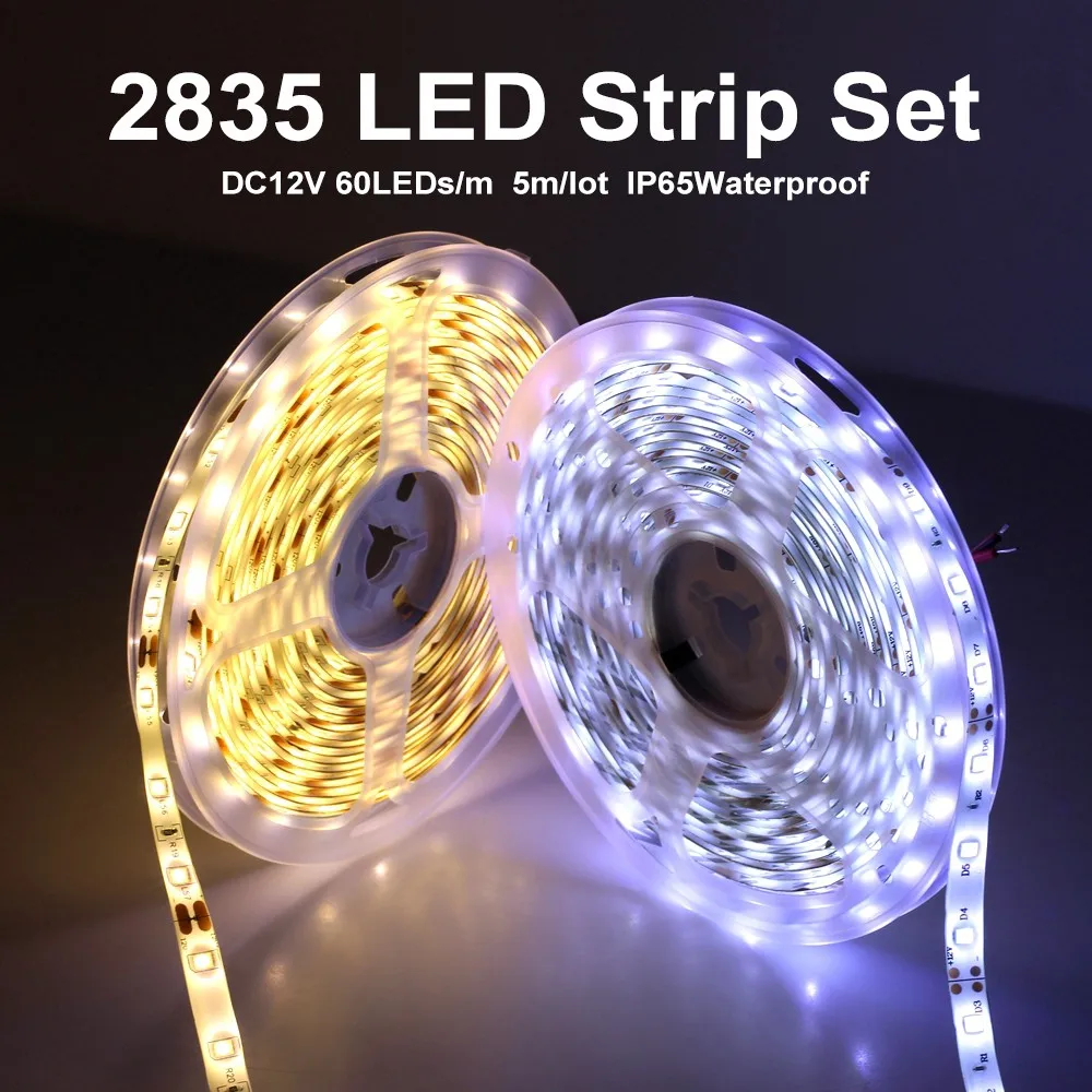 DC 12V 2835 Neon LED Strip Light RGB Lamp Ribbon Waterproof 5M 60LED/M RGB LED Strip For Room Decorated Festival Holiday Light