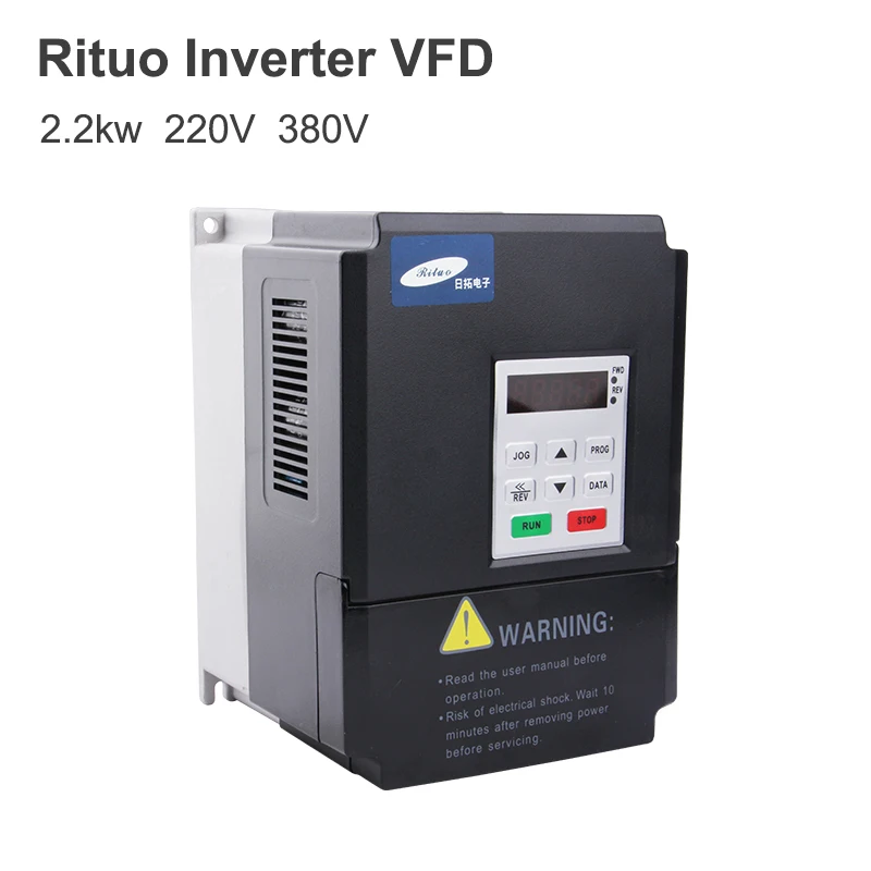 Rituo Inverter VFD 2.2kw Inverter 220V 380V Vector Variable Frequency Drive CNC Milling Machine Spindle Motor Speed Controller