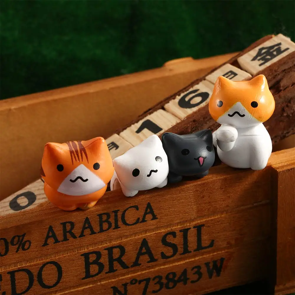 5Pcs/Set Cute Cartoon Lazy Cats For Micro Landscape Kitten Landscape Figurines Home Garden Decorations Random Color