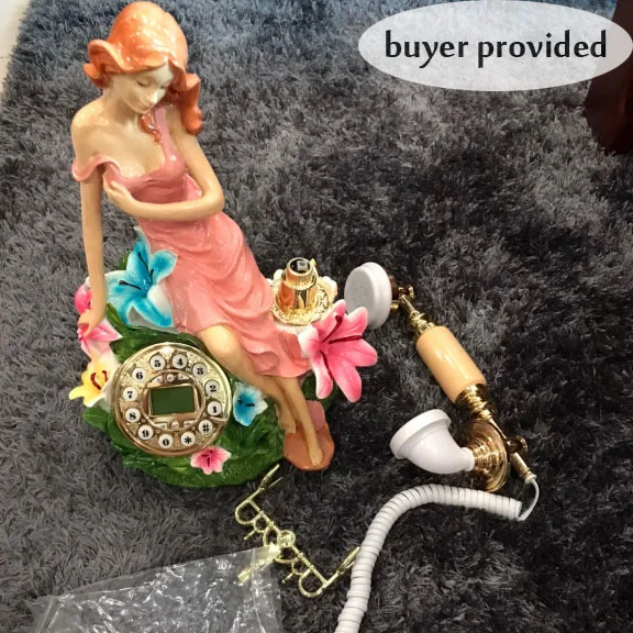 retro fixed Phone Europe Antique Landline Vintage real Telephone for Home house office beauty made of resin metal  gold work