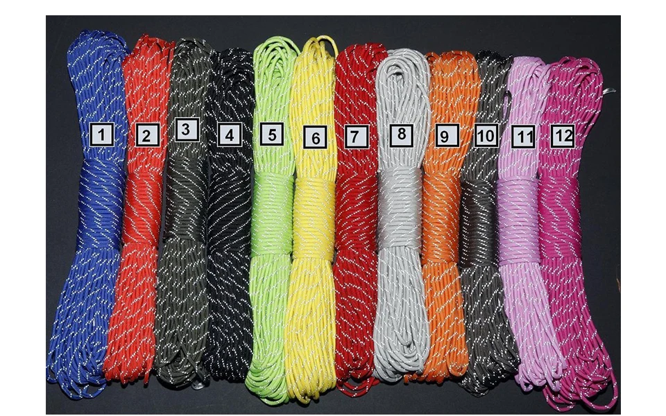 Yougle 100FT 7 Strands 4MM Core Reflective Paracord 550lb Parachute Cord Lanyard Reflective Material