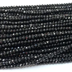 Veemake Black Tourmaline Natural DIY Necklace Bracelets Ring Faceted Small Rondelle Women's Beads For Jewelry Making 06669