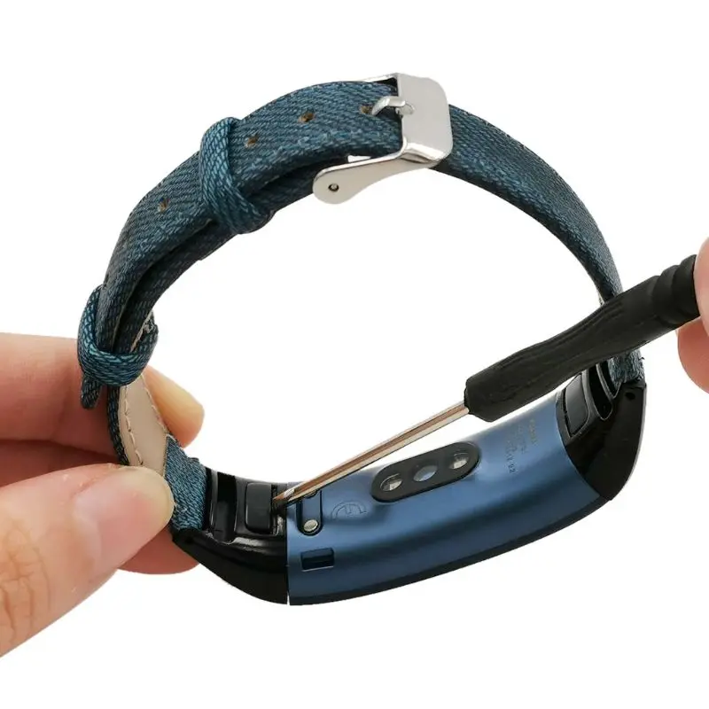 Denim Họa Tiết Chính Hãng Dây Da Dây Đeo Tay Thay Thế Cho Huawei Honor Ban Nhạc 5/4 Phụ Kiện Làm Vòng Tay