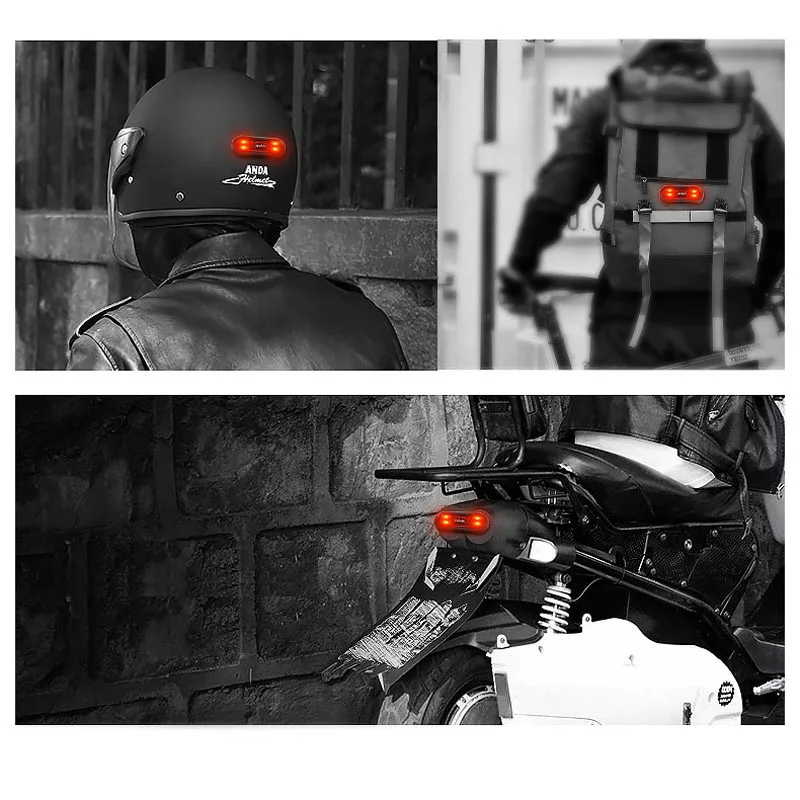 Motorcycle Helmet Night Light Strip Safety Signal Warning Light Universal LED Motorbike Helmet Taillight For Bicycle helmet