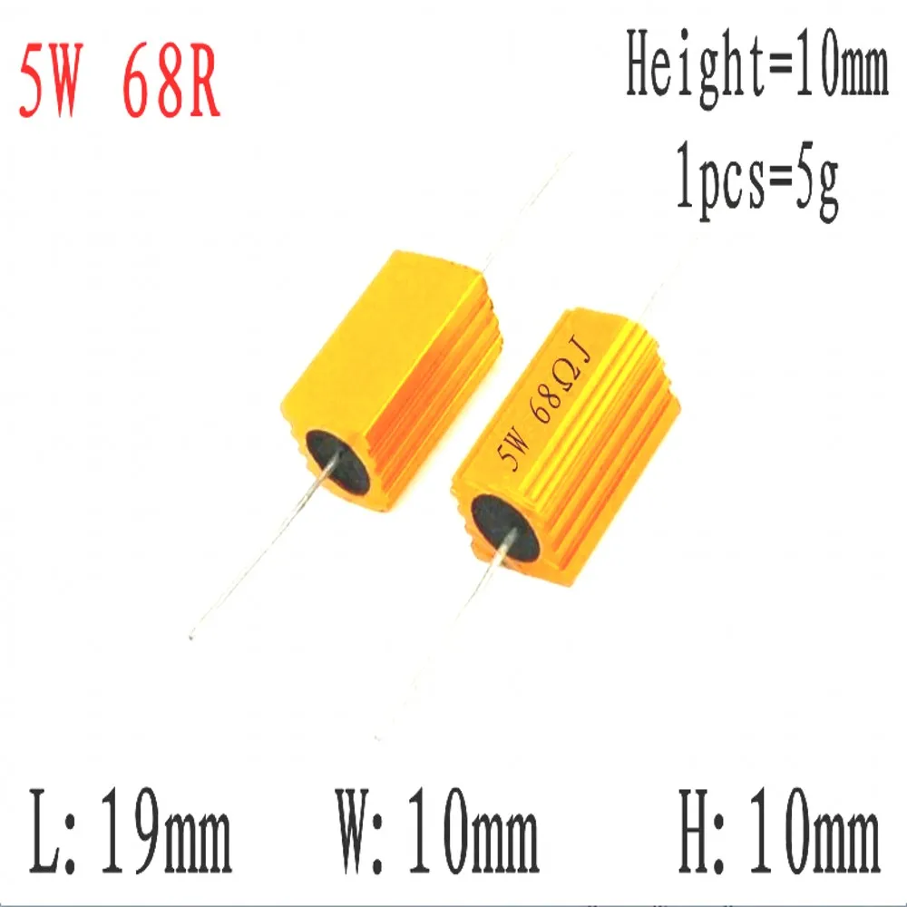 Resistencia bobinada de carcasa metálica de aluminio RX24, 10 piezas, 5W, 0,1 ~ 33K, 0,33, 0,5, 1, 2, 5, 6, 8, 10, 20, 50, 100, 120, 200, 300, 1K, 5K, 10K